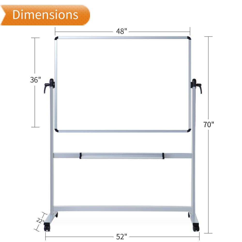 VIZ-PRO Mobiles Whiteboard mit Aluminiumrahmen & Ständer (120x90cm): Doppelseitig