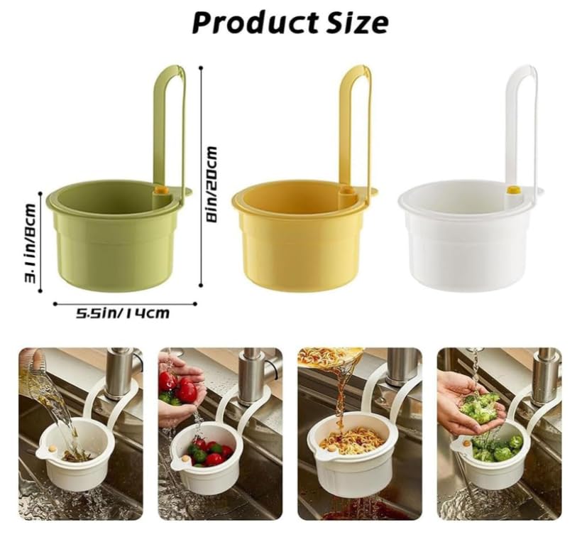 Mciluyaiio New Faucet Hanging Strainer, Plastic Kitchen Sink Drainer Basket, Hanging Fruit Strainer on Faucet, Kitchen Utensil Storage Rack, Fine Mesh