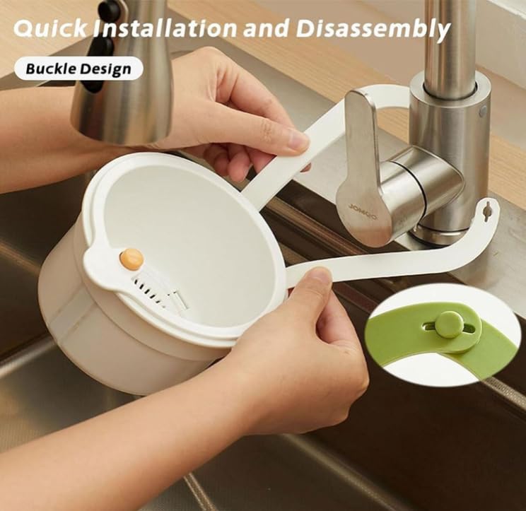 Mciluyaiio New Faucet Hanging Strainer, Plastic Kitchen Sink Drainer Basket, Hanging Fruit Strainer on Faucet, Kitchen Utensil Storage Rack, Fine Mesh