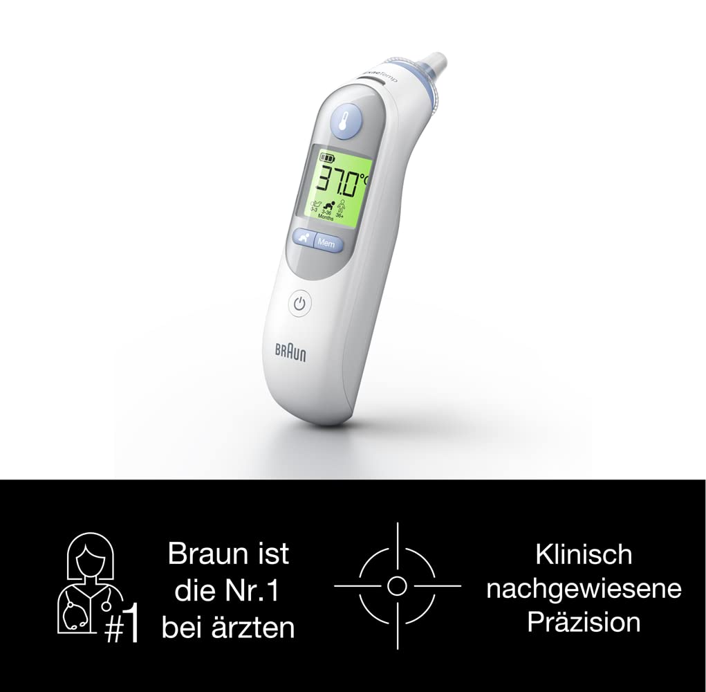 Braun ThermoScan-7 ear thermometer with Age Precision & ExacTemp including 21 hygiene caps