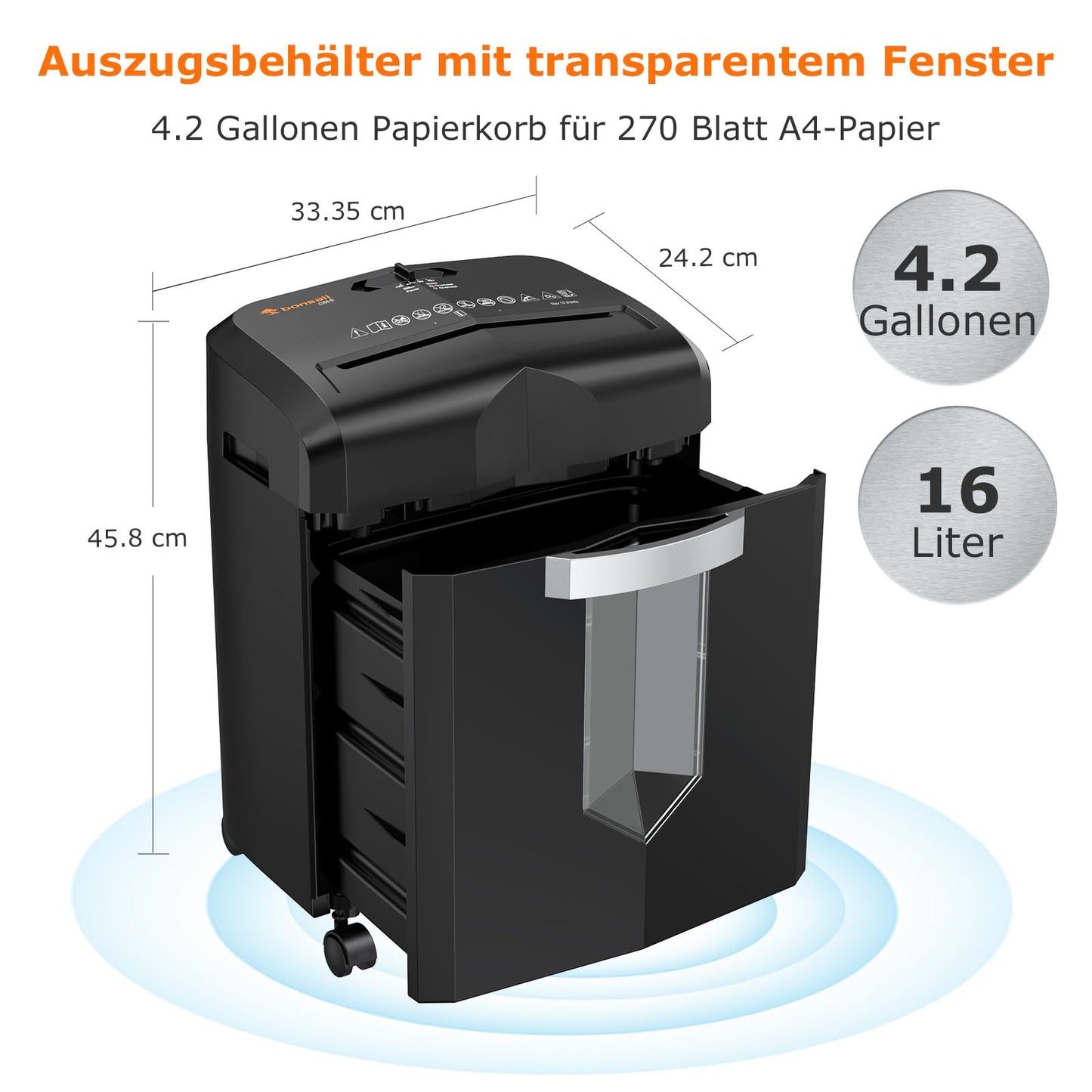Bonsaii 12-Sheet Cross-Cut Paper Shredder, 60-Minute Runtime, High-Performance Shredder for Home Office, P4 Micro-Cut Paper Shredder with 4 Rollers & 16L Bin (C266-B)