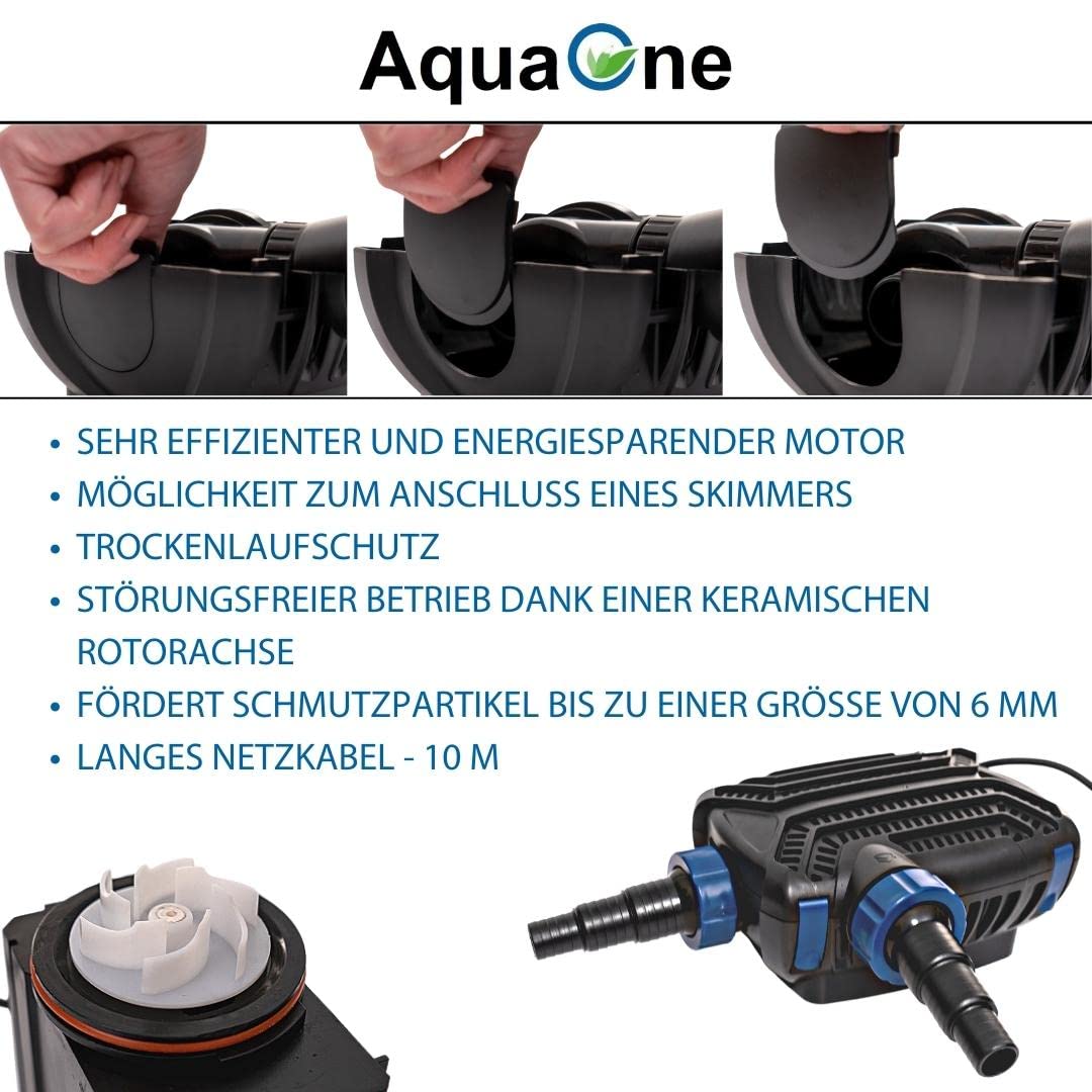 AquaOne Eco Teichpumpe mit Filter (CTF-B 7000): 50 Watt, 7000l/h für den Gartenteich
