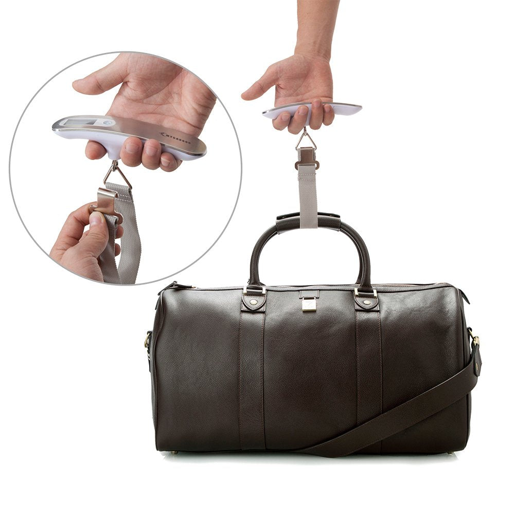MY CARBON Digital Luggage Scale with Tare Function up to 50kg Load Capacity: Hanging Scale in Silver