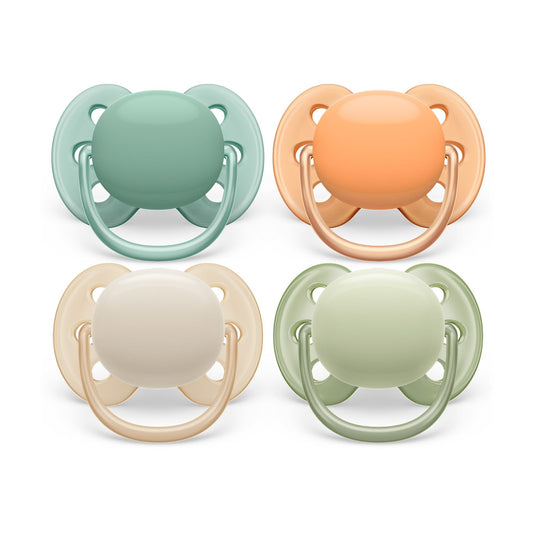 AVENT Ultra Soft Schnuller 4er Pack (0-6 Monate): Weiches, Flexibles Saugerschild