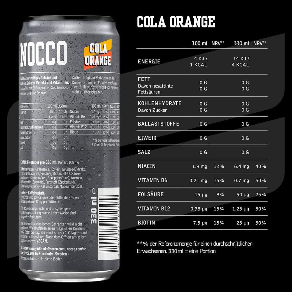 NOCCO Energy Drink (24er 330ml Mix-Pack) inkl. Pfand: Vegan mit Koffein & Vitaminen