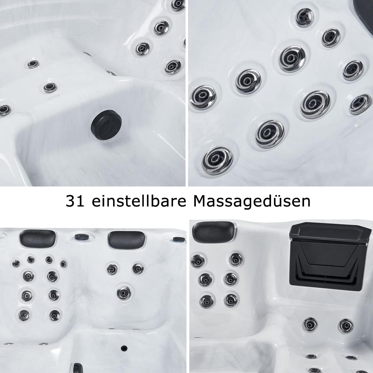 Outdoor whirlpool 'BERLIN' for 3 people including thermal cover & LED: 31 massage jets