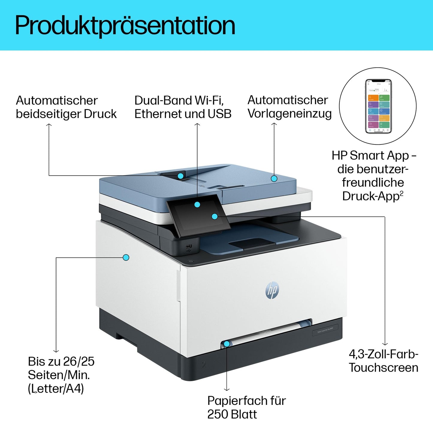 HP Color LaserJet Pro 4202dw | A4 Farblaserdrucker | WLAN | Duplex | TerraJet Toner
