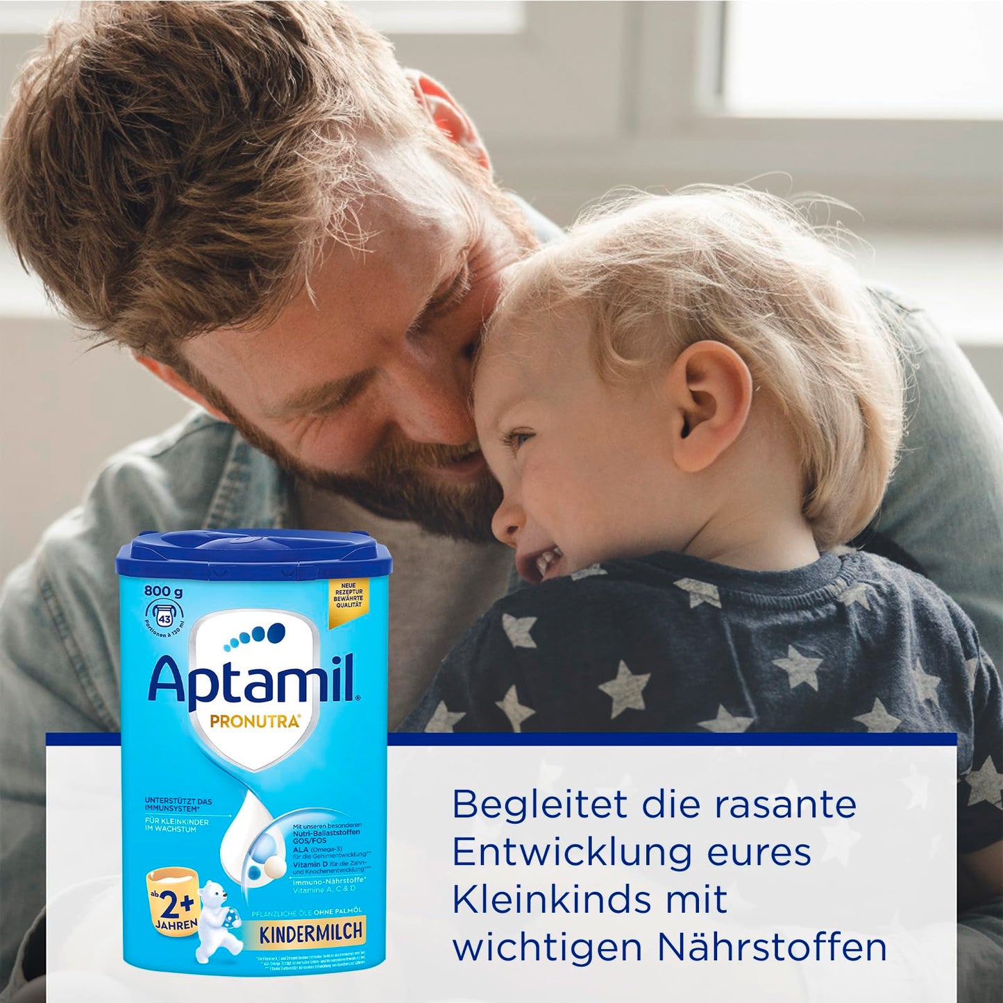 Aptamil Children's Milk 2+ (1x 800g) for growing toddlers - 43 portions of 130ml each