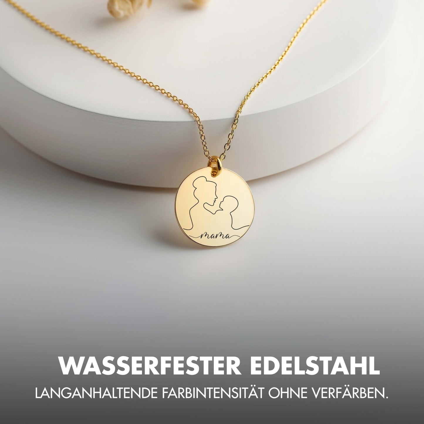 Personalisierte Initialen Kette für Mütter mit Gravur & zwei runden Anhängern in Rosegold, Gold und Silber