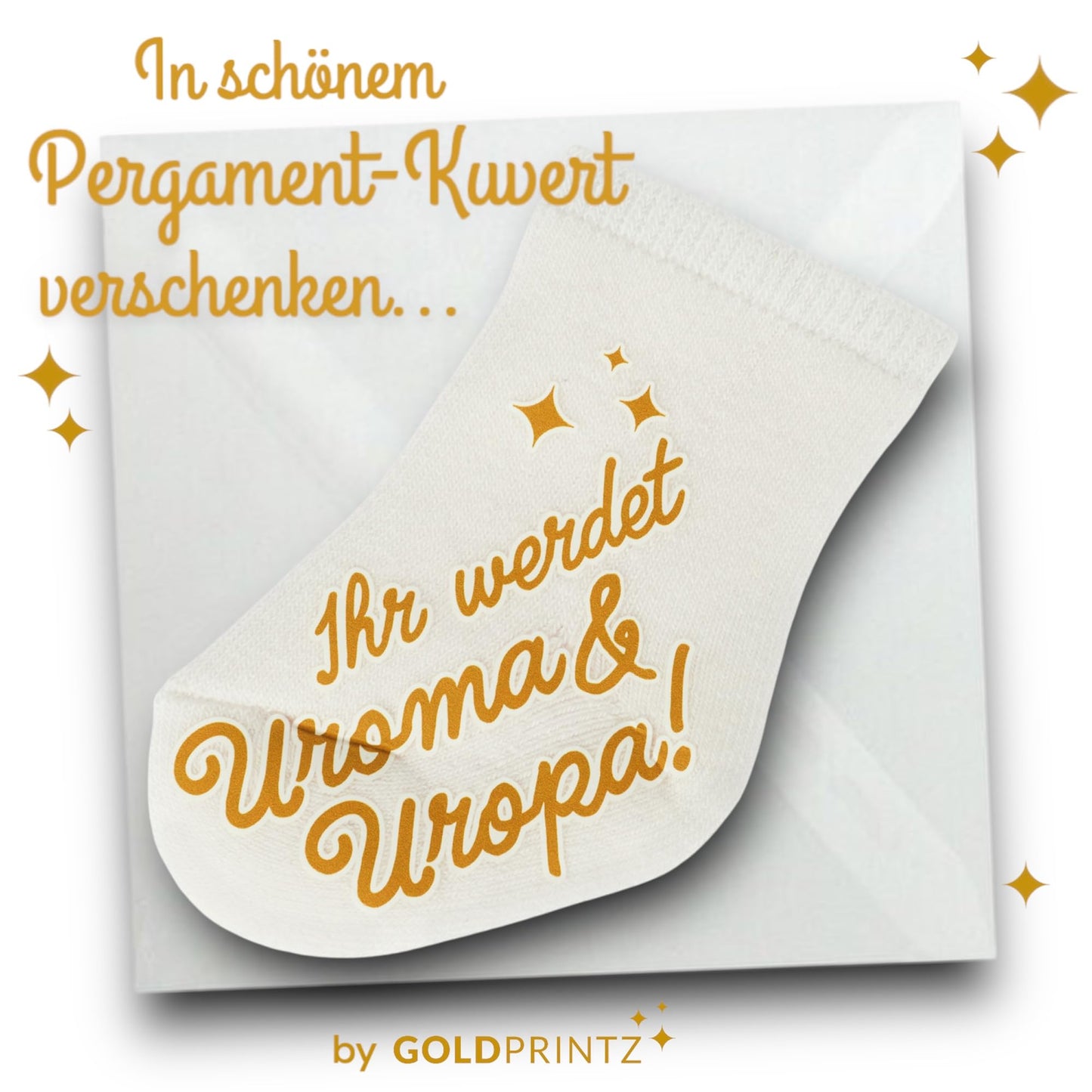 goldprintz I Ihr werdet Uroma und Uropa I Schwangerschaft verkünden I goldig bedruckte Babysocke I Wir bekommen ein Baby verkünden I Verkündung Schwangerschaft I Überraschung Babynews