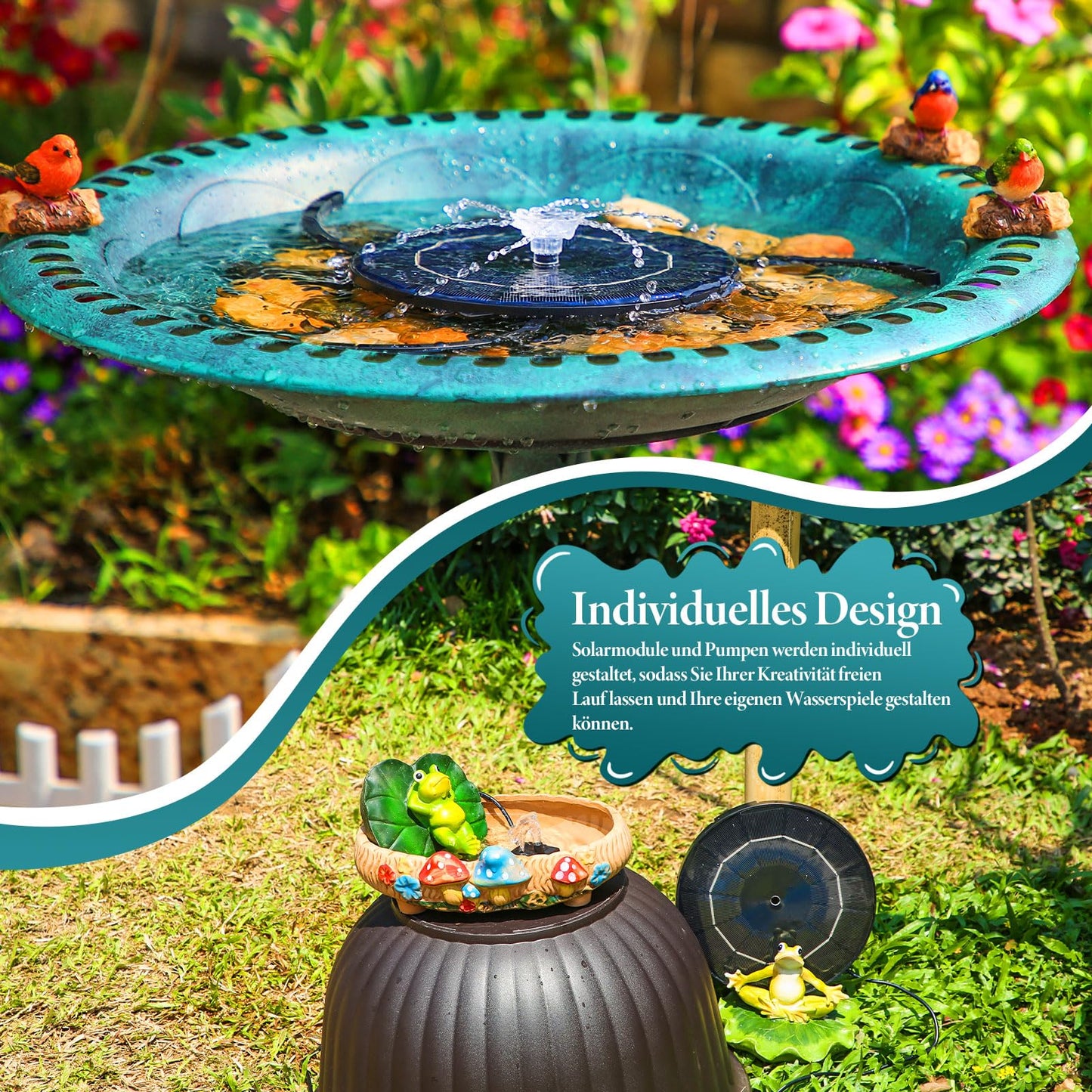 AISITIN Solar Fontäne Teichpumpe (3,5W) mit verschiedene Sprüh-Effekten für Garten, Teich, DIY Wasserspiel