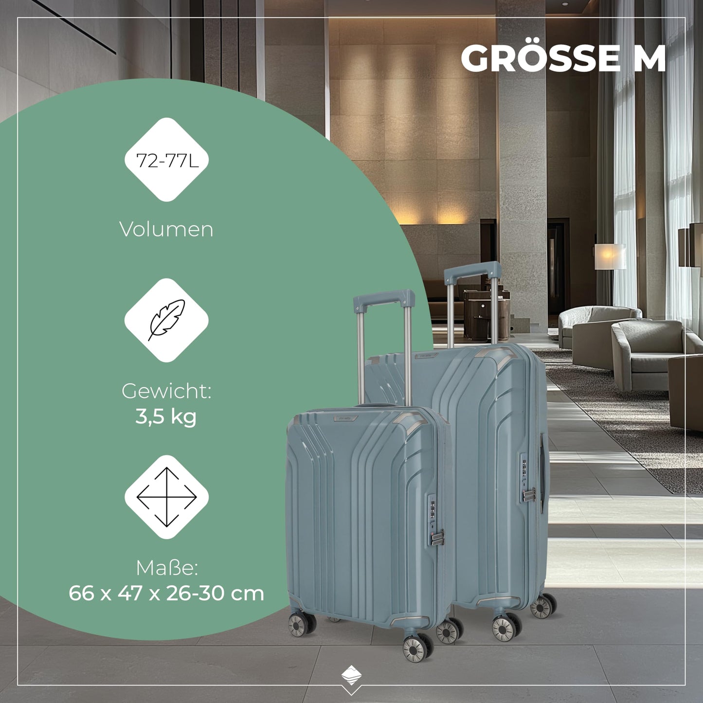 TRAVELITE 'Elvaa' hard-shell travel suitcase set (3 pieces) with recycled lining, TSA lock