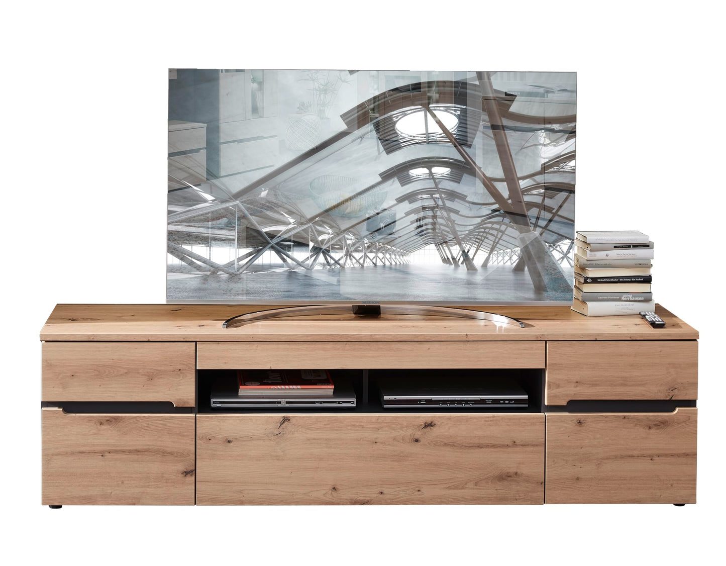 MEMPHIS wall unit complete set in artisan oak look with LED lighting (287x197x47cm)