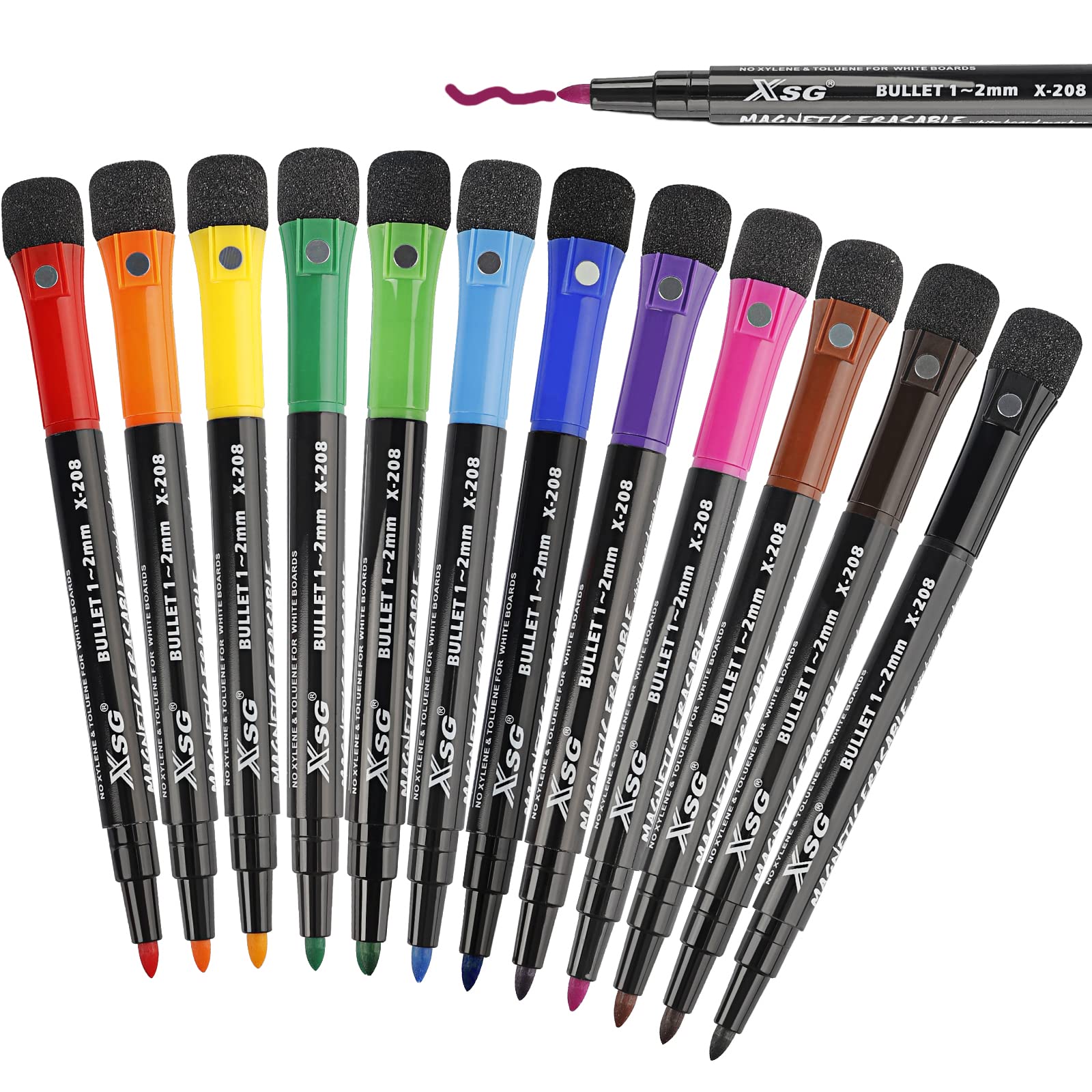 Whiteboard Marker-Stifte mit Schwamm (12er Pack): Trocken Abwischbar