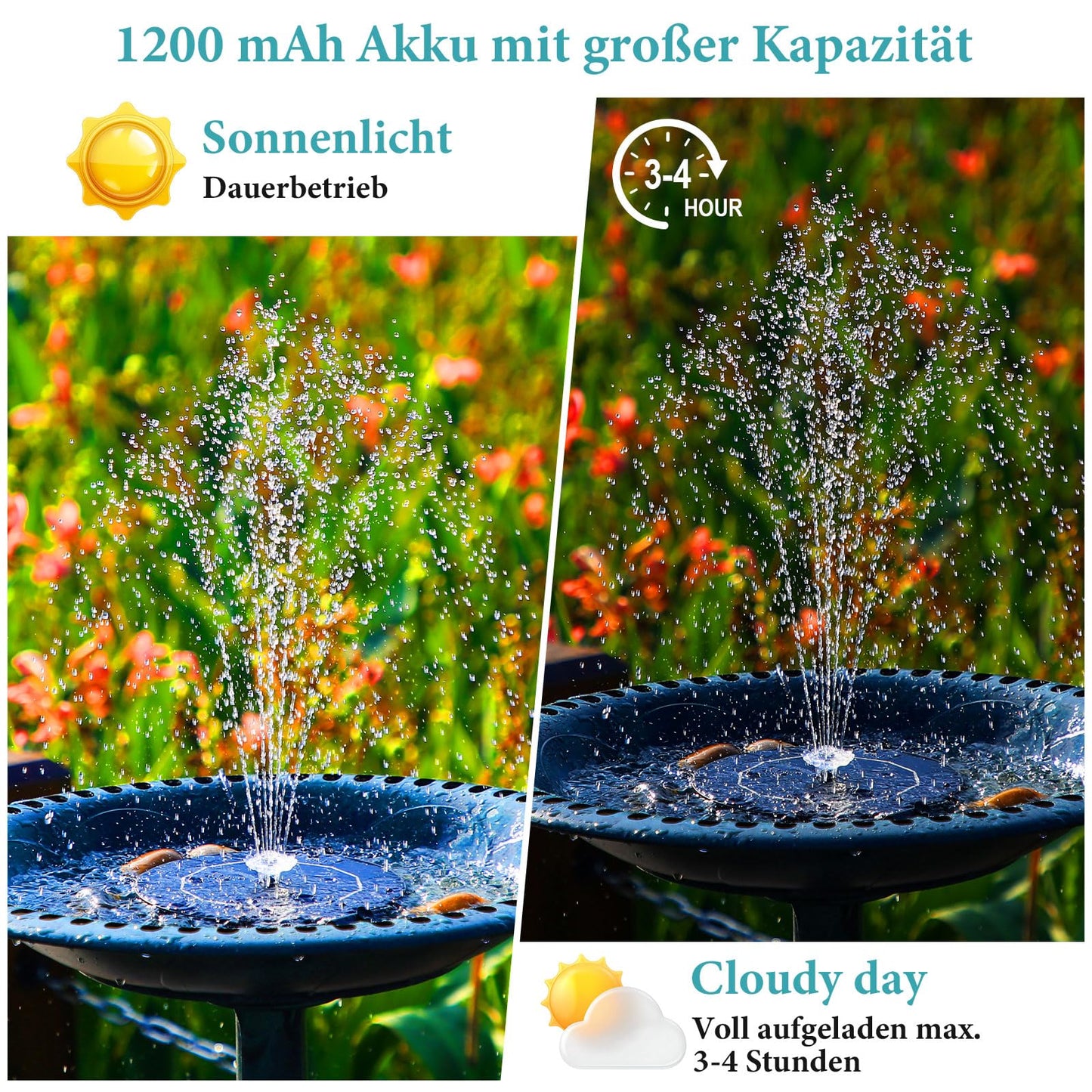 AISITIN Solar Fontäne Teichpumpe (3,5W) mit verschiedene Sprüh-Effekten für Garten, Teich, DIY Wasserspiel