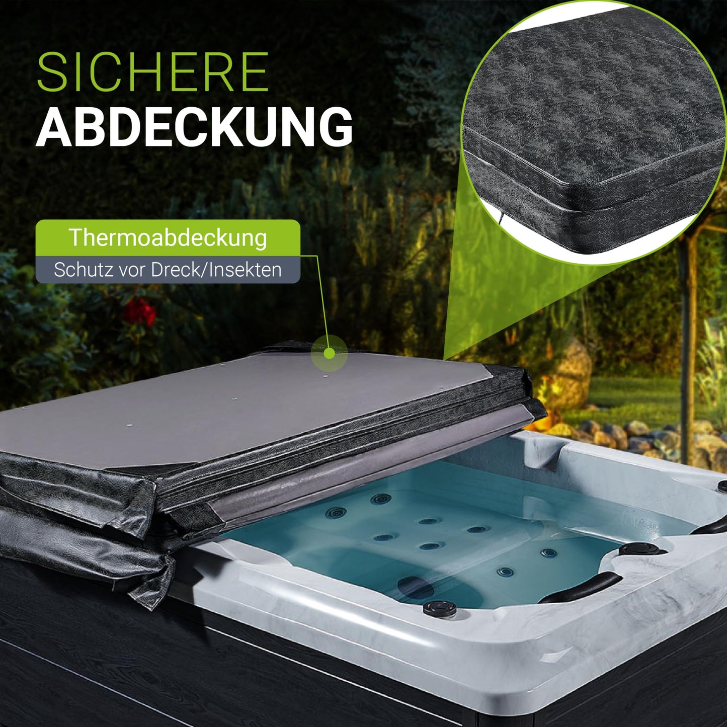 Artsauna 'OASIS' whirlpool for 3 people (620L) including thermal cover: 31 massage jets (grey)