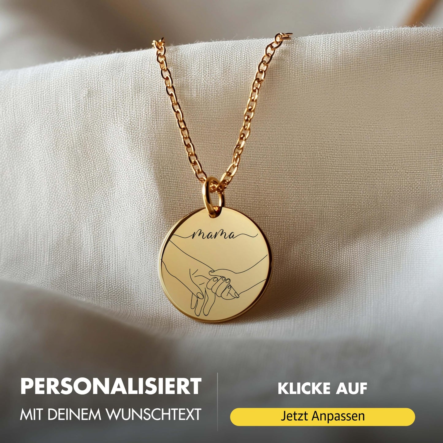 Personalisierte Initialen Kette für Mütter mit Gravur & zwei runden Anhängern in Rosegold, Gold und Silber