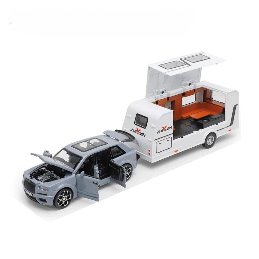Rolls Royce (Cullinan) Modellauto mit Sound und Licht | Campingmodell (1/32) (Grau)