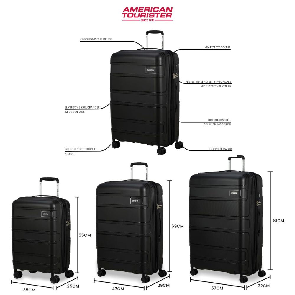 AMERICAN TOURISTER Skymax 3-piece suitcase set in black | TSA lock