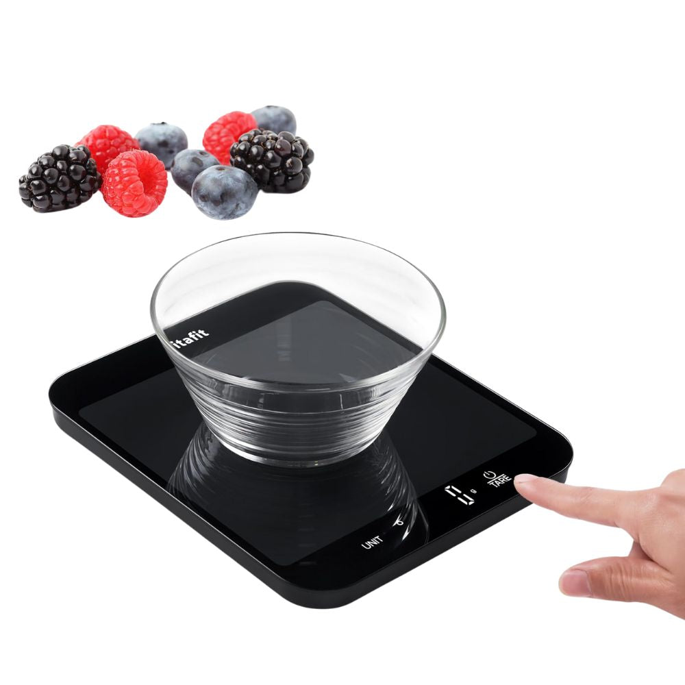 Vitafit (VT707) Multifunktionale Digitale Küchenwaage mit LED-Display aus gehärtetes Glas