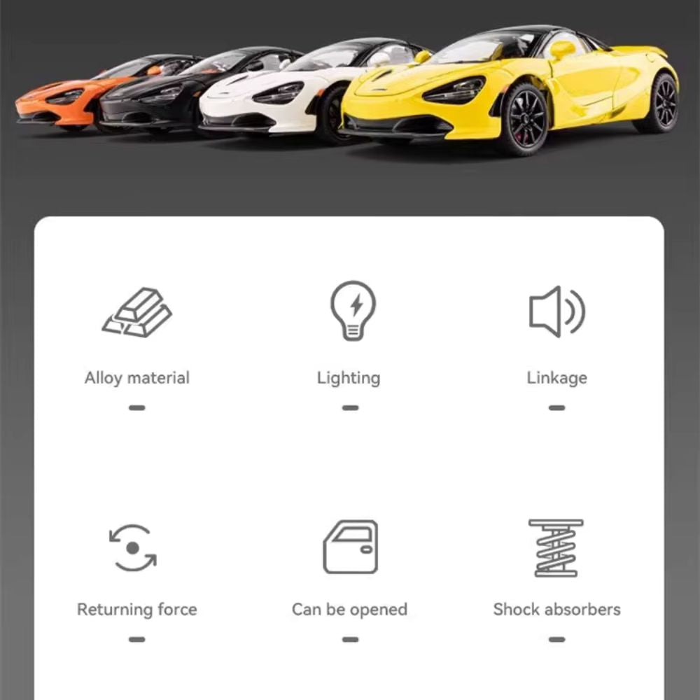 McLaren 720S Modellauto (1:24): Super Sportwagen aus Metall mit Licht & Sound