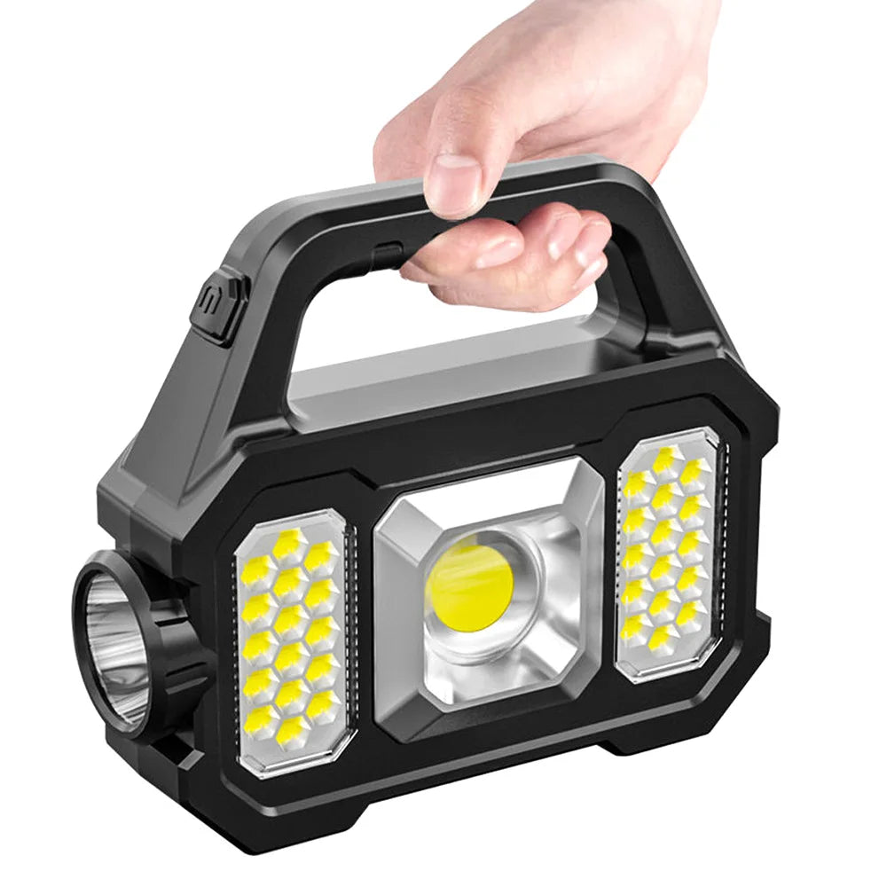 3-in-1 Solar-Arbeitsleuchte: LED-Strahler, dimmbares COB-Seitenlicht | XPG-Taschenlampe 3