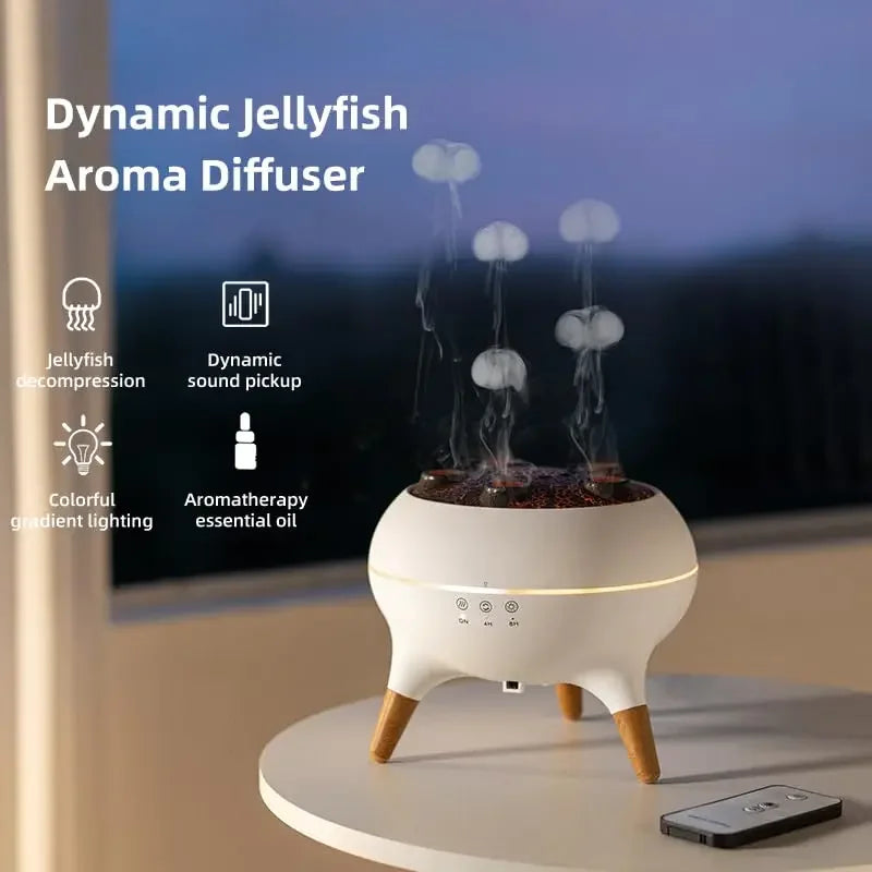 Dynamischer Quallen-Luftbefeuchter (250ml) mit Aroma-Diffuser & 7 Farben Nachtlichtern inkl. Fernbedienung für das Schlafzimmer