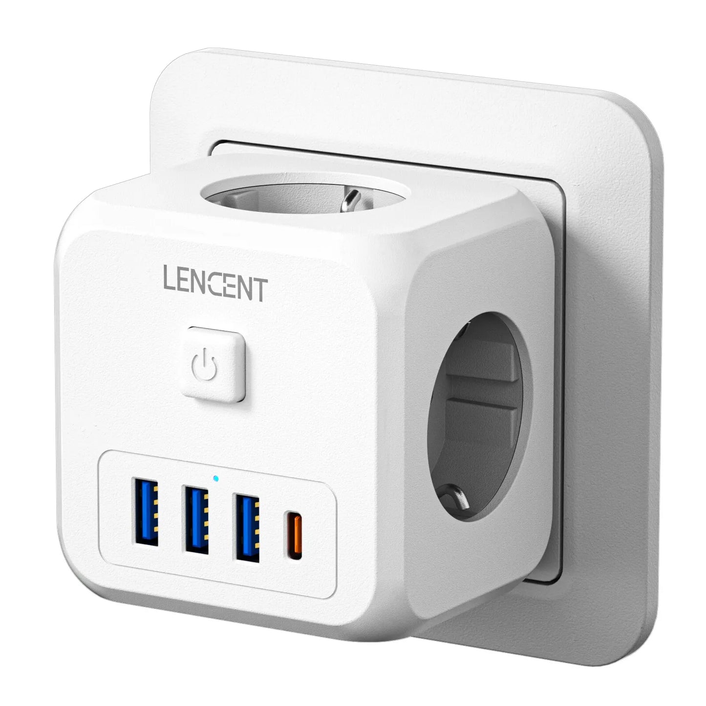 7-in-1 Wandsteckdosen-Adapter | EU-Plug-Stecker-Ladegerät mit Ein/Aus-Schalter