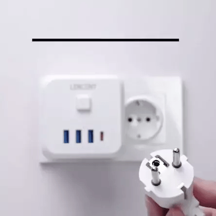 7-in-1 Wandsteckdosen-Adapter | EU-Plug-Stecker-Ladegerät mit Ein/Aus-Schalter - Preview GIF