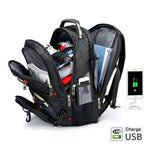 Swiss-Style 17-inch Multifunctional Travel Backpack with USB Port, Water-Repellent