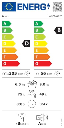 Bosch (WNC244070) Series 8 Washer-Dryer (9kg &amp; 6kg Wash &amp; Dry): Iron Assist