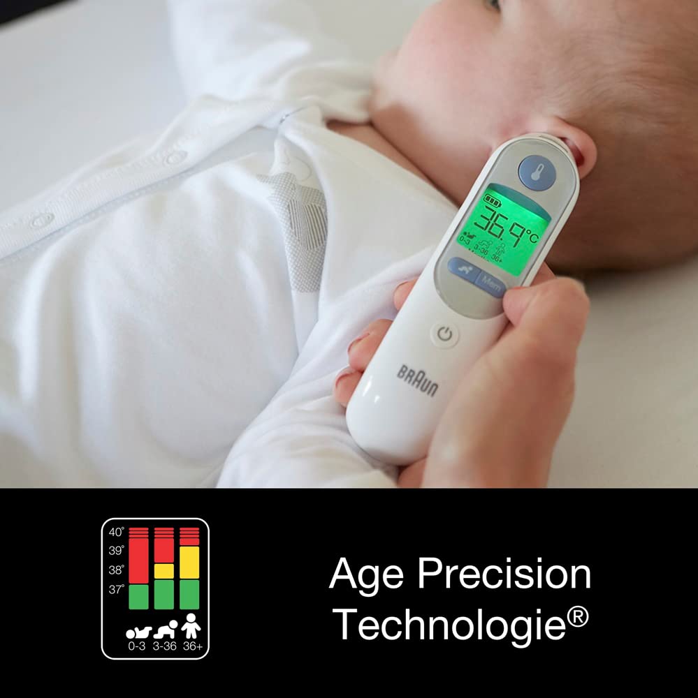 Braun ThermoScan-7 ear thermometer with Age Precision &amp; ExacTemp including 21 hygiene caps