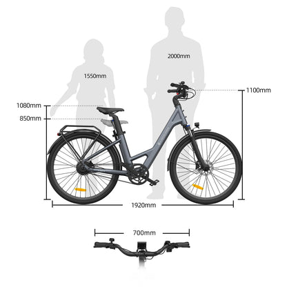 ADO Air 28 E-Bike (2 pieces): 345.00 Wh battery, torque sensor, belt drive, APP (Gray)