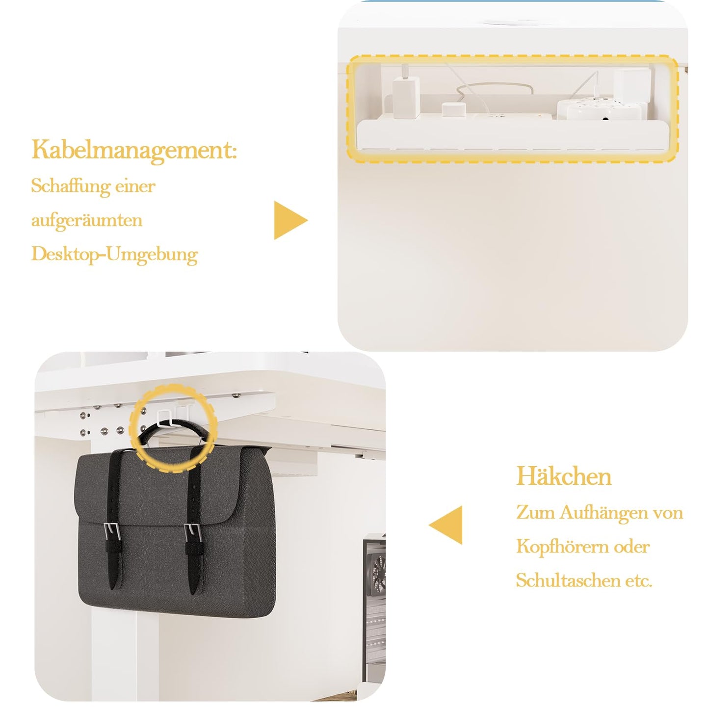 Flamaker Schreibtisch (160x80cm): Elektrisch Höhenverstellbar mit Memory Funktion in Weiß