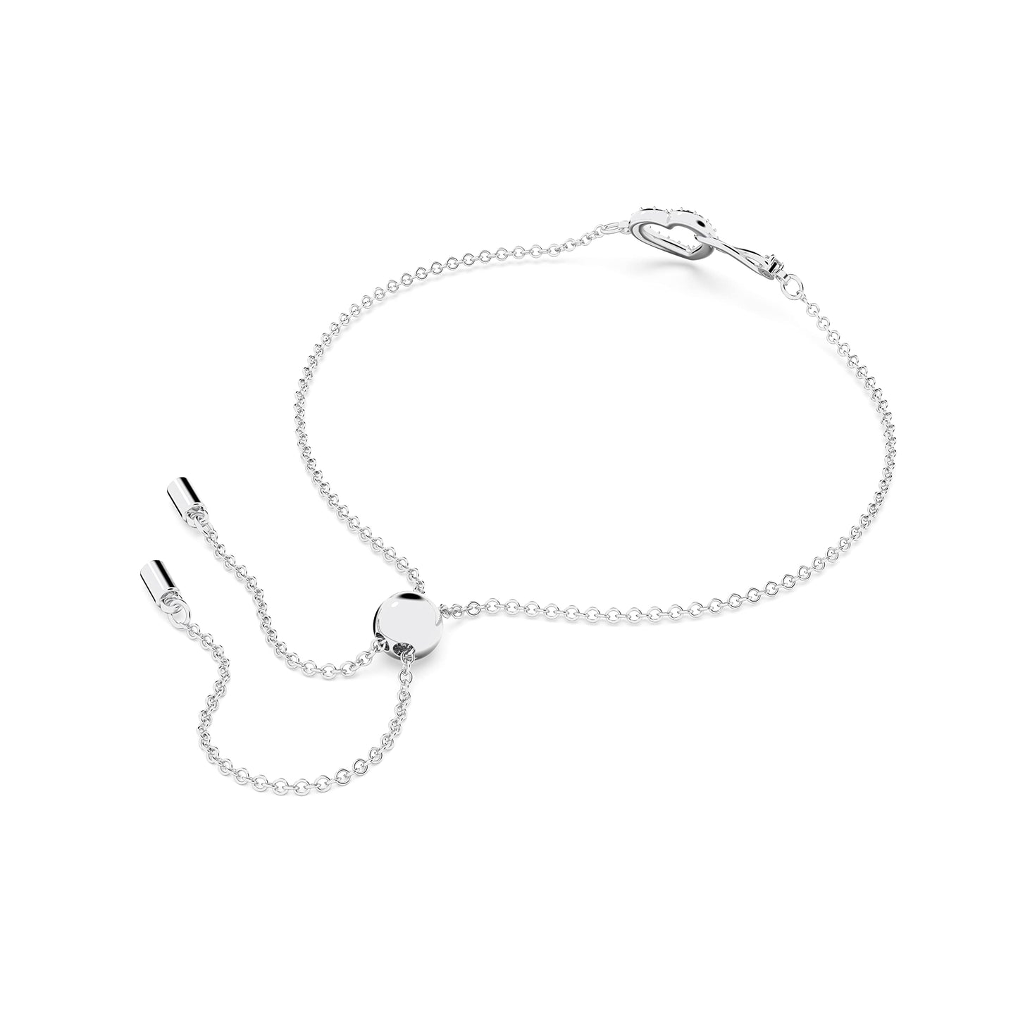 Swarovski 'Hyperbola' Rhodium-Plated Women's Bracelet: Infinity Symbol and Heart