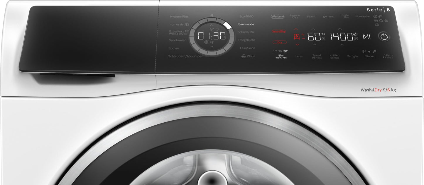 Bosch (WNC244070) Series 8 Washer-Dryer (9kg &amp; 6kg Wash &amp; Dry): Iron Assist