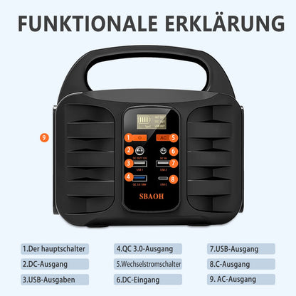 Outdoor Powerstation 'SBAOH' 99Wh, 150W: Solargenerator Akku für Reise & Camping