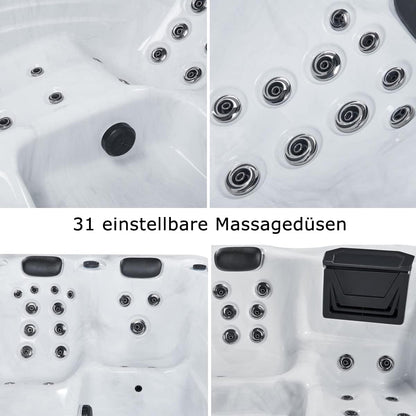 Outdoor whirlpool 'BERLIN' for 3 people including thermal cover &amp; LED: 31 massage jets