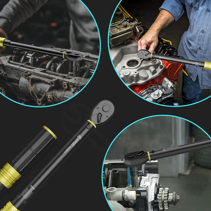 Torque wrench 1/2 inch, 20-220 Nm, ±3% error accuracy: 72 teeth tire wrench tool with storage box