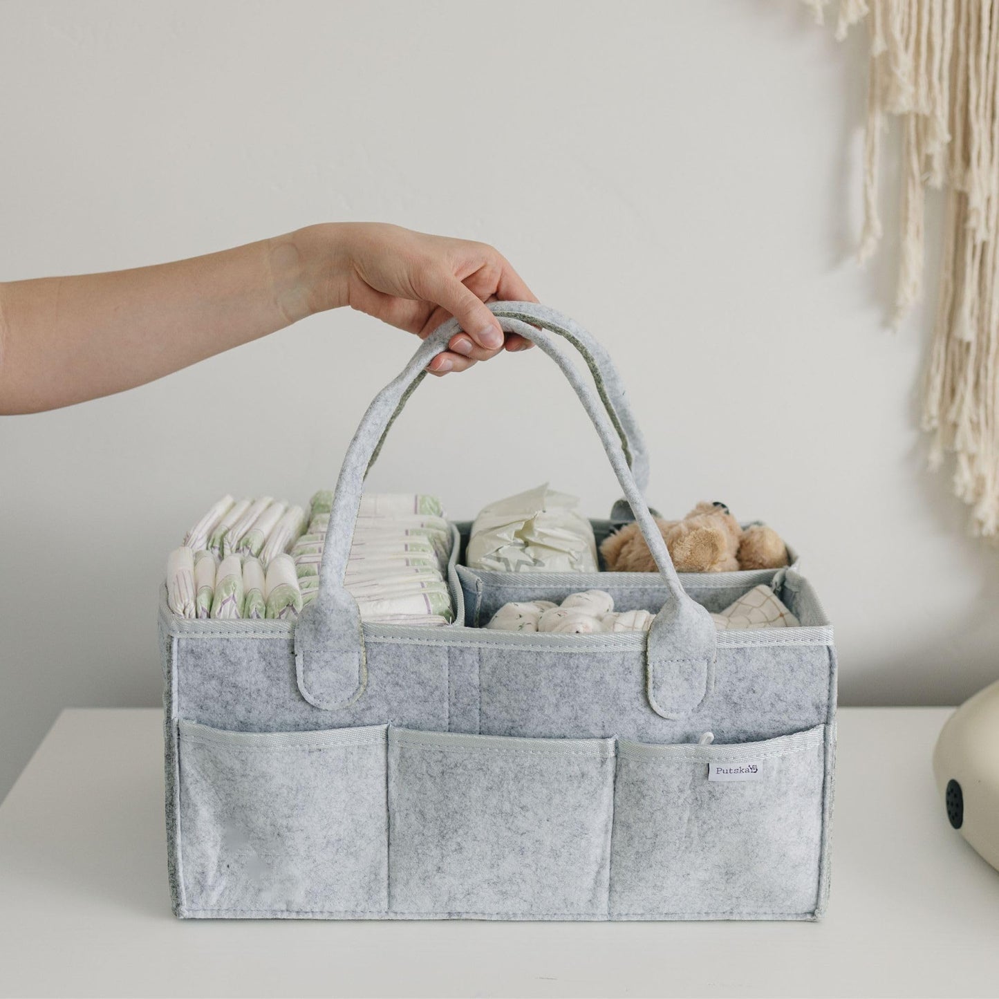 Aufbewahrungskorb für Babyartikel, Wickeltisch & Pflege mit 8 Außentaschen: Baby Geschenk