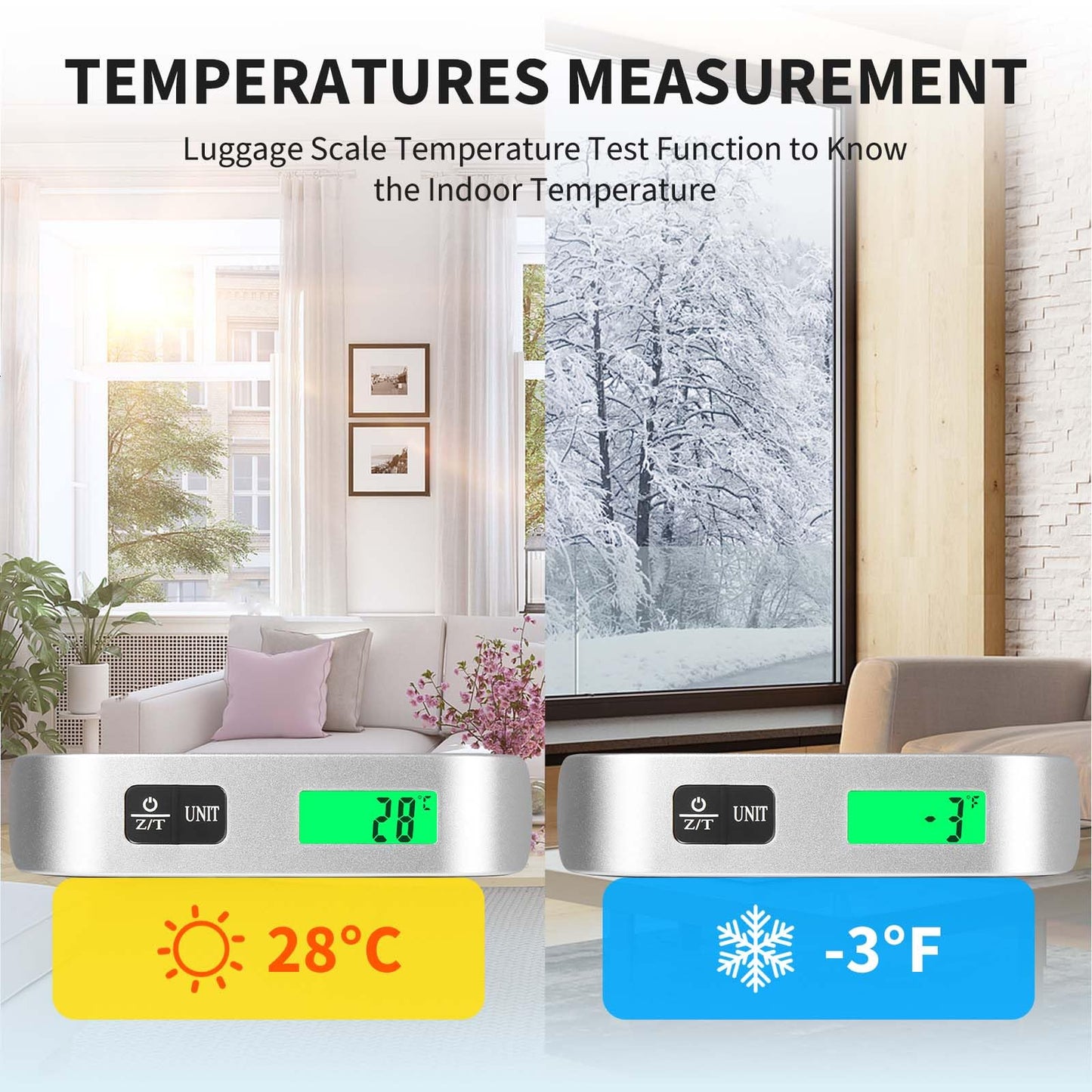 Digital suitcase - luggage - hanging scale with temperature sensor &amp; tare function: up to 50kg
