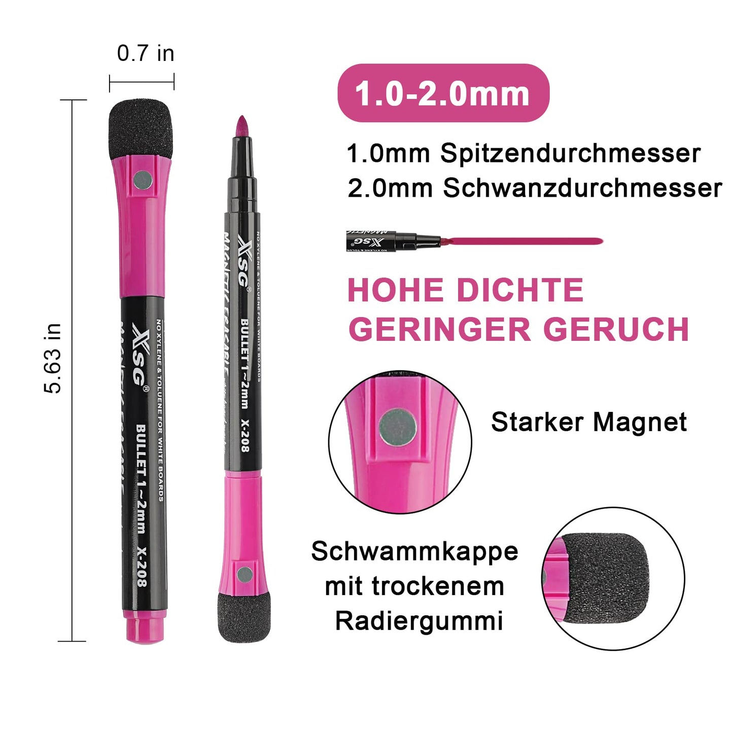 Whiteboard Marker-Stifte mit Schwamm (12er Pack): Trocken Abwischbar