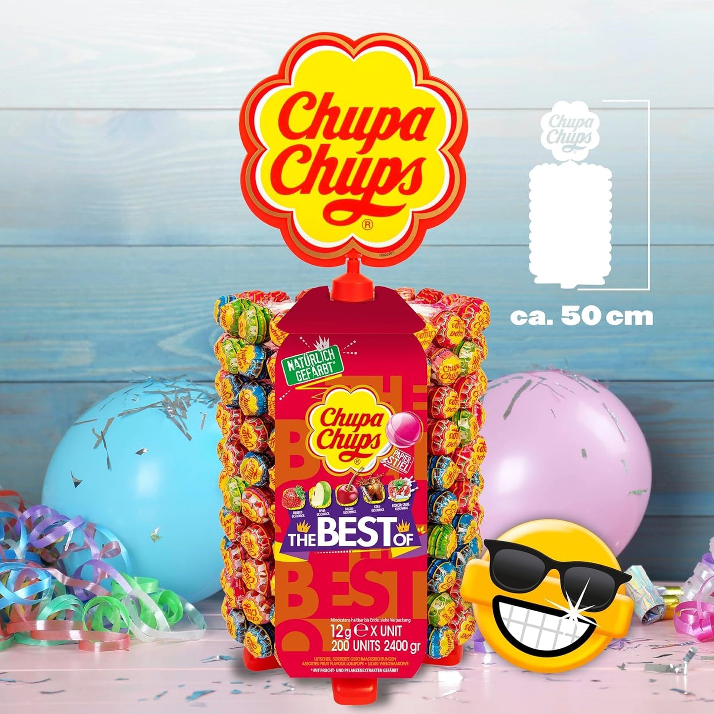 Chupa Chups Lollipop Wheel (200 lollipops x 12g): Display with 5 delicious flavors