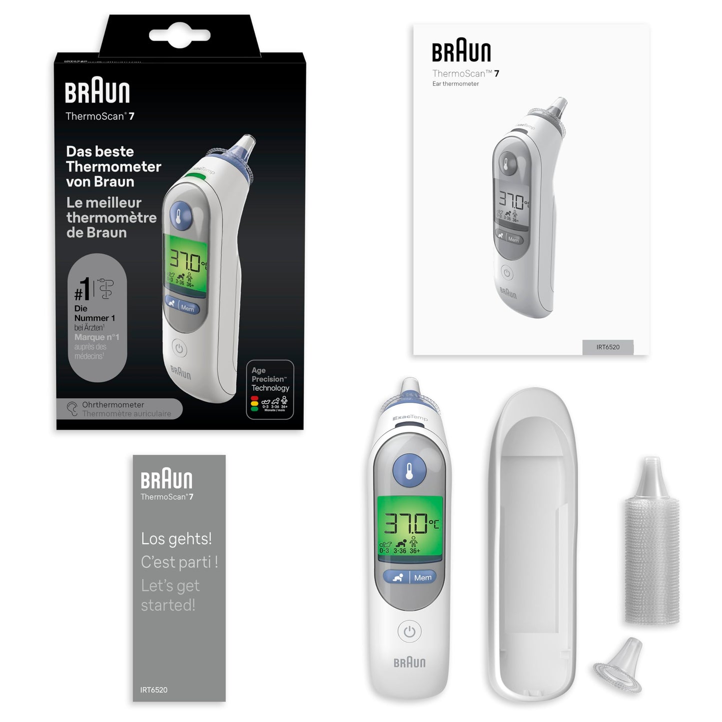 Braun ThermoScan-7 ear thermometer with Age Precision &amp; ExacTemp including 21 hygiene caps