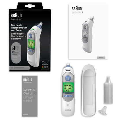 Braun ThermoScan-7 ear thermometer with Age Precision &amp; ExacTemp including 21 hygiene caps