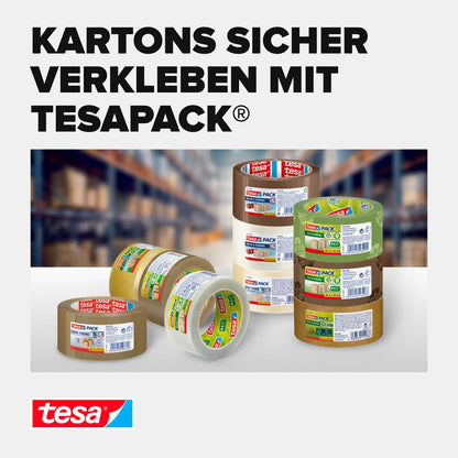 tesa 64014 packaging tape (transparent): 6 rolls of 66m x 50mm, quiet &amp; UV-resistant