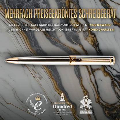 Scriveiner ballpoint pen High-quality design ballpoint pen in silver with real gold plating, black Schmidt refill, gift box, office set, professional ballpoint pen