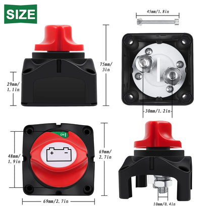 Bolatus battery disconnect switch 12V-24V-48V | 1-2-Both-OFF, 275A battery disconnect master