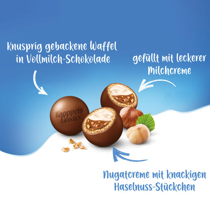 Knoppers Goodies Knusper Minis (1 x 180g): Crispy wafer balls filled with hazelnut pieces
