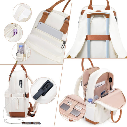 COOLIFE hard-shell travel suitcase set (5 pieces): ABS, 4 wheels, TSA lock | White-brown